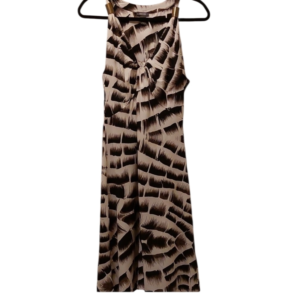 Kenneth Cole size L dress abstract black and white metal accents EUC